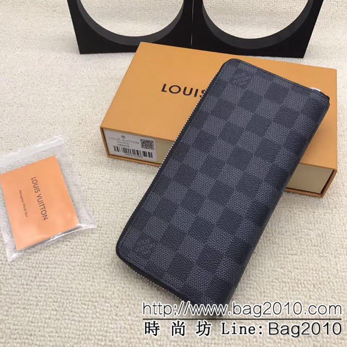 路易威登LV頂級原單 N60078藍色DamierGraphite帆布豎款拉鏈錢夾 ZY1047